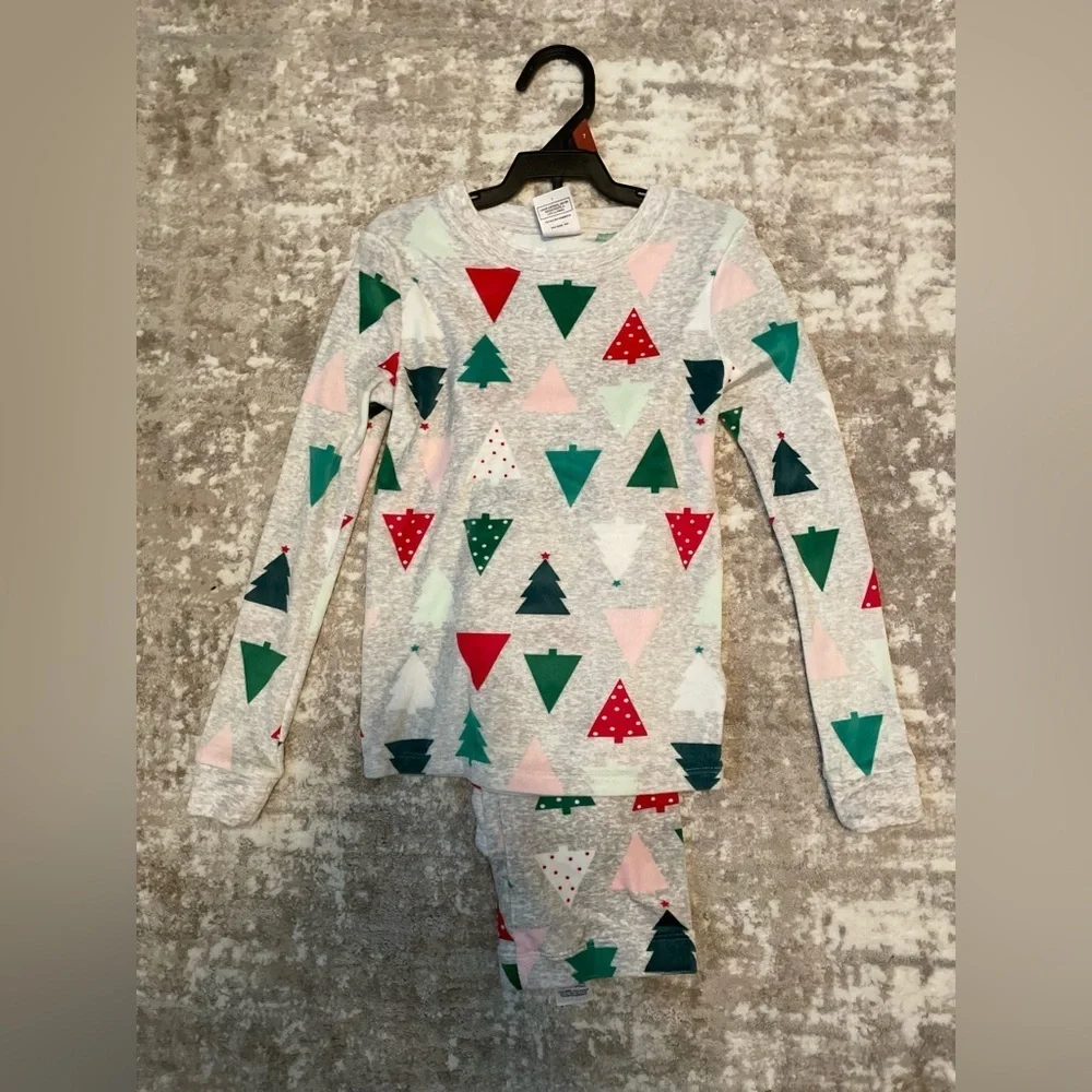 Wonder Nation Kids Pajama Set - Multicolor Christmas Trees Pattern size 7-NWT